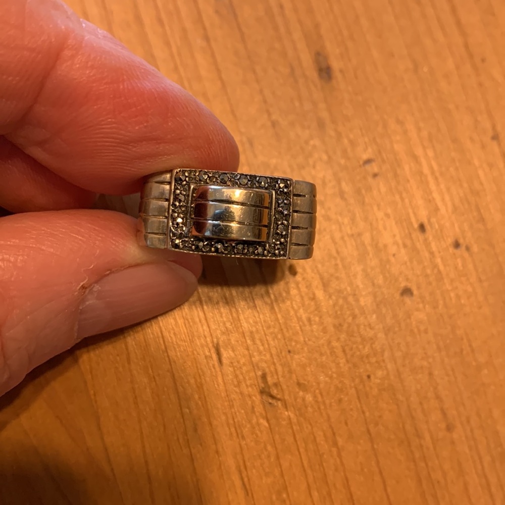 Unique Silver Ring With Plated Elevation In Cente… - image 3